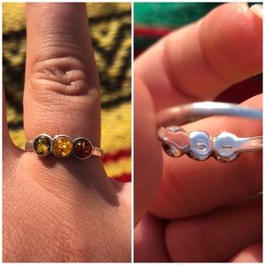 925 Silver & Baltic Natural Amber Ring